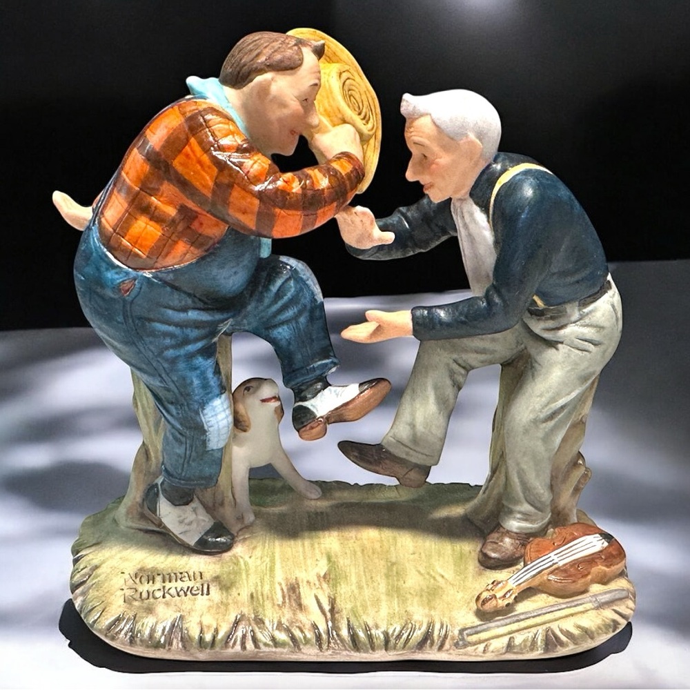NORMAN ROCKWELL Gotham China Figurine ~Fall Fancy Footwork/Old Timers #2553/5000
